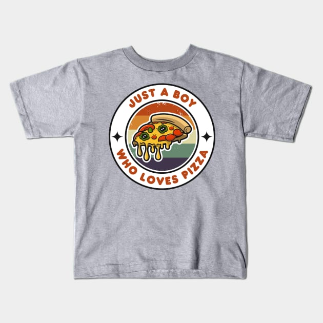 Just a Boy Who Loves Pizza | Funny Pizza | Pizza Lover Gift Kids T-Shirt by Hepi Mande